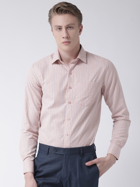 

COBB Men Orange & Blue Regular Fit Checked Smart Casual Shirt