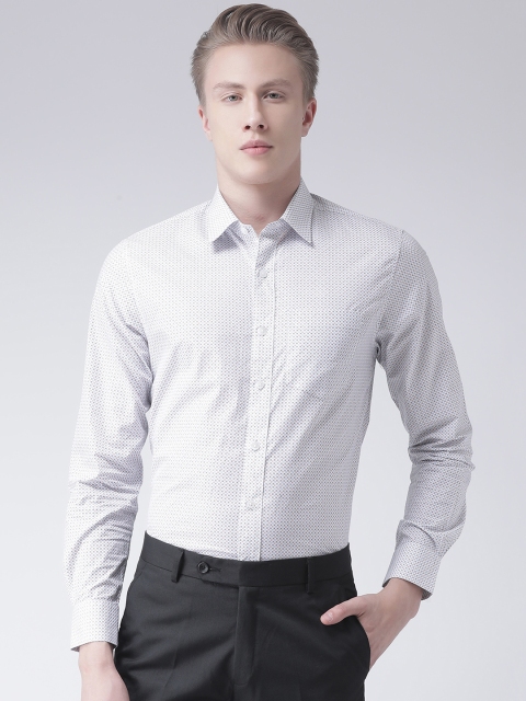 

COBB Men White & Black Regular Fit Printed Formal Shirt