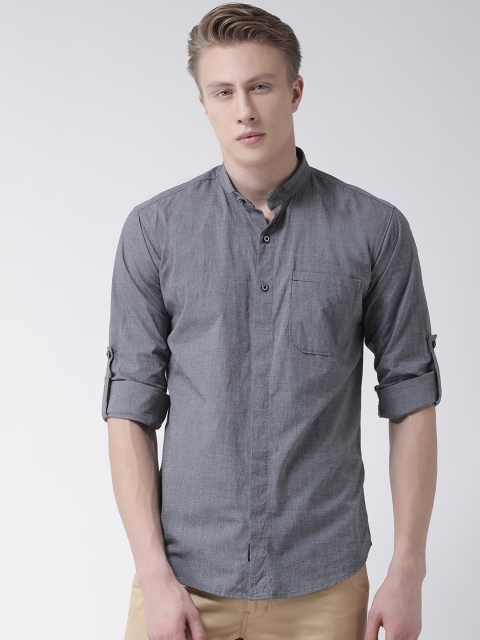 

COBB Men Charcoal Slim Fit Solid Casual Shirt