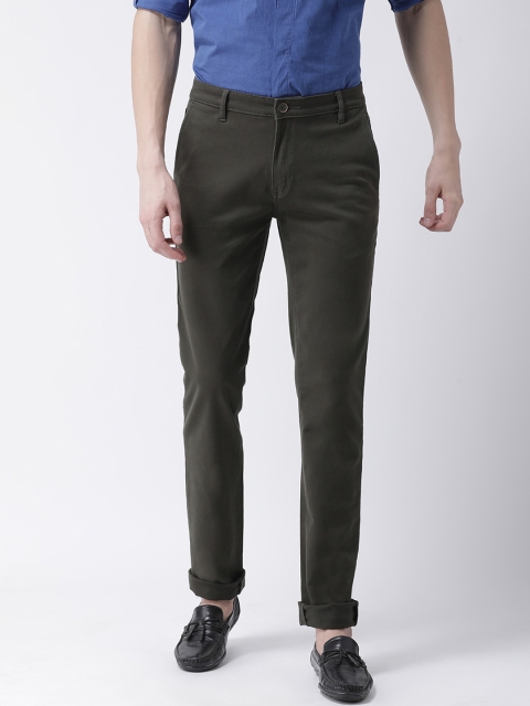 

COBB Men Olive Green Slim Fit Solid Chinos