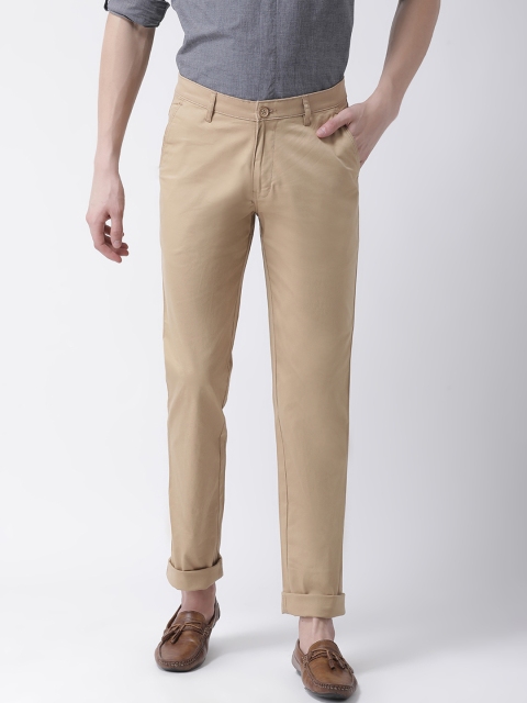 

COBB Men Khaki Brown Tapered Fit Solid Chinos