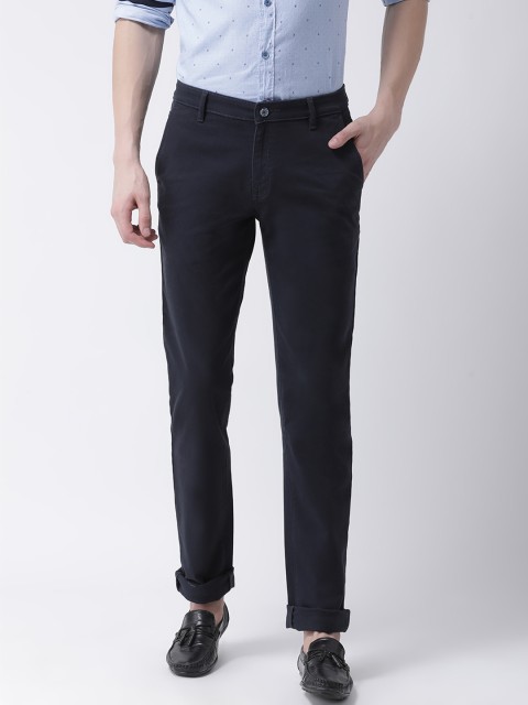 

COBB Men Navy Blue Slim Fit Solid Regular Trousers