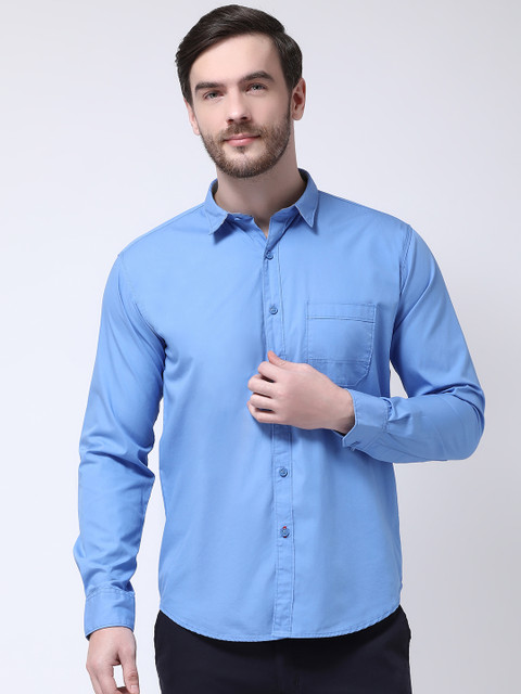 

COBB Men Blue Slim Fit Solid Casual Shirt