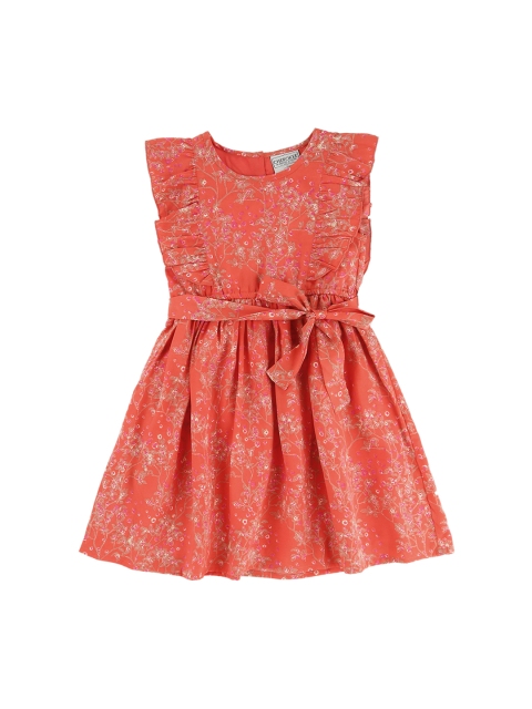 

Cherokee Girls Orange Floral Print Fit and Flare Dress