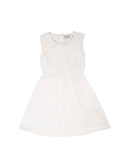 

Cherokee Girls White Lace Fit and Flare Dress With Embellishments