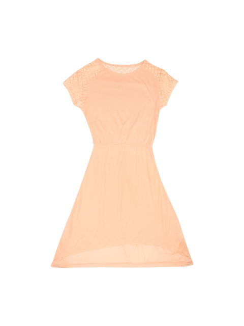 

Cherokee Girls Peach-Coloured Solid Fit and Flare Dress