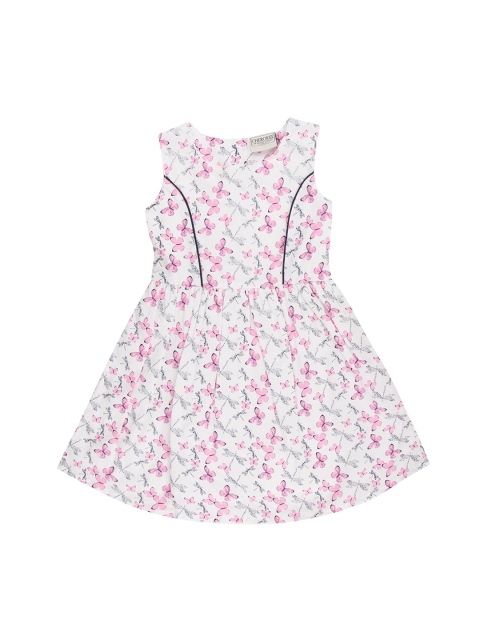 

Cherokee Girls White & Pink Printed Fit and Flare Dress