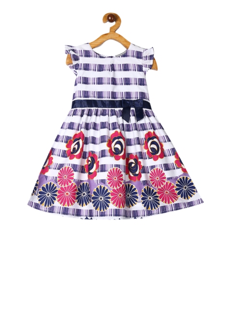 

Cherokee Girls White & Purple Checked Fit and Flare Dress