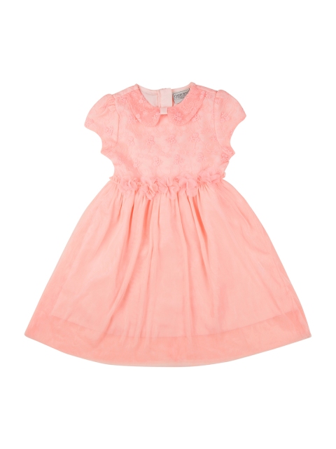 

Cherokee Girls Peach-Coloured Self Design Fit and Flare Dress
