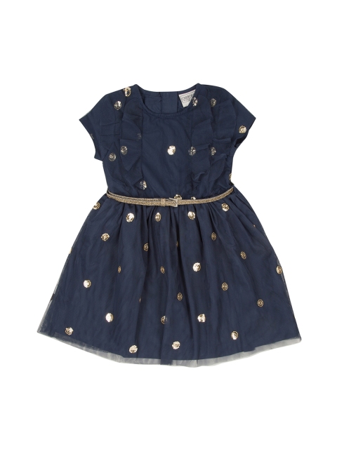 

Cherokee Girls Navy Blue Embellished Fit and Flare Dress