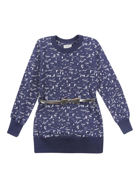 

Cherokee Girls Navy Blue Printed Sweater Dress