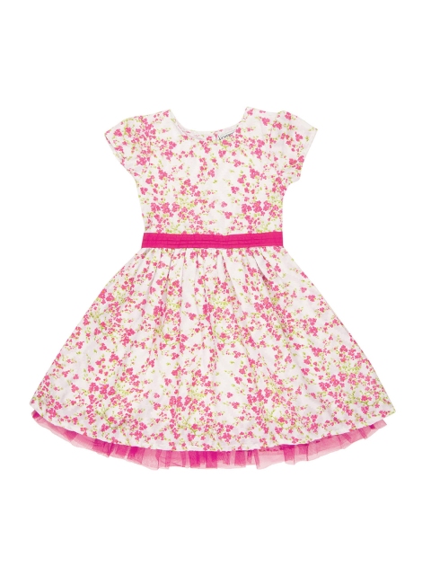 

Cherokee Girls White Printed Fit and Flare Dress