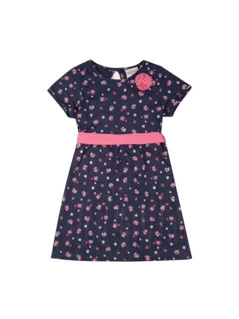 

Cherokee Girls Navy Blue Floral Print Fit and Flare Dress