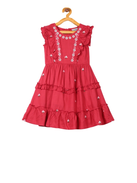 

Cherokee Girls Red Embroidered Fit and Flare Dress