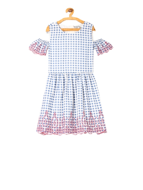 

Cherokee Girls Blue Checked Fit and Flare Dress