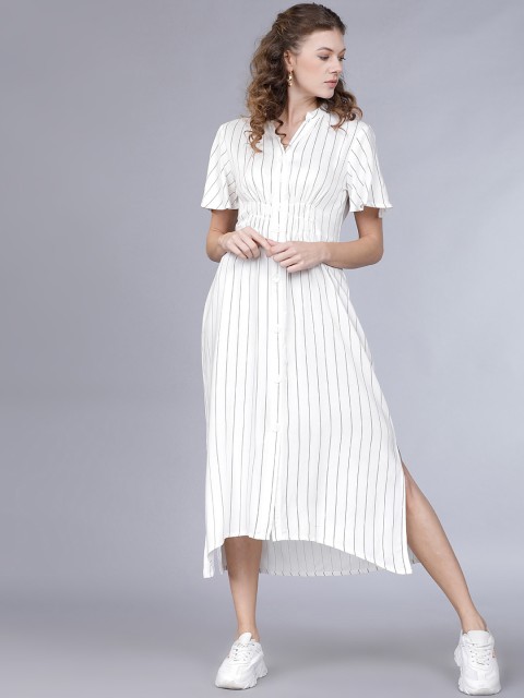 

Tokyo Talkies Women White & Black Striped Shirt Dress