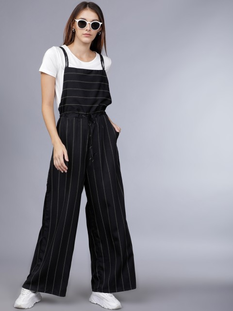 

Tokyo Talkies Women Black & White Striped Basic Jumpsuit