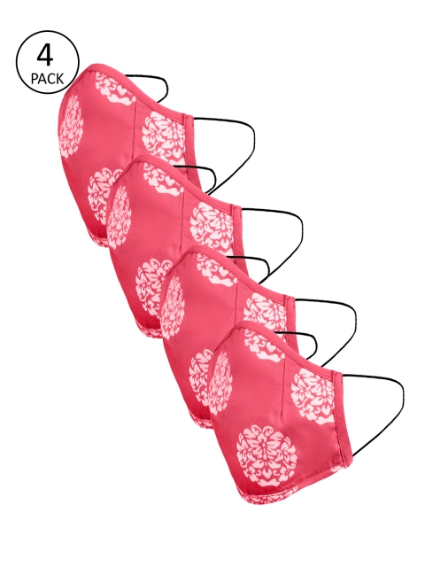 

naughty ninos Kids Pink Printed 4 Pcs 2-Ply Cloth Outdoor Masks