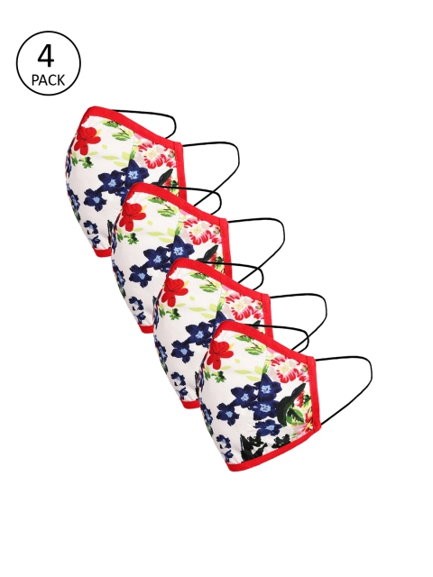 

naughty ninos Kids 4 Pcs Red & White Printed 2-Ply Outdoor Masks