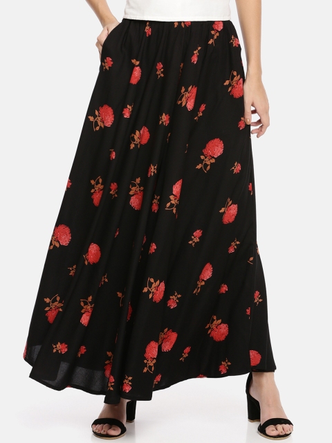 

GOLDSTROMS Women Black & Red Printed Wide Leg Palazzos