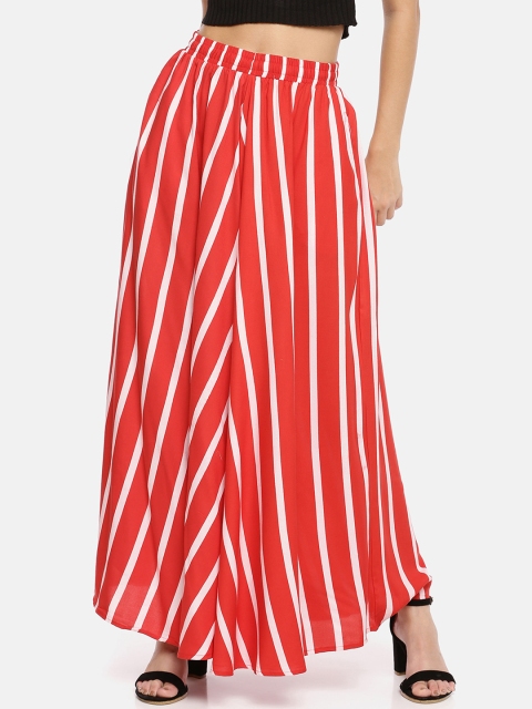 

GOLDSTROMS Women Orange & White Striped Wide Leg Palazzos