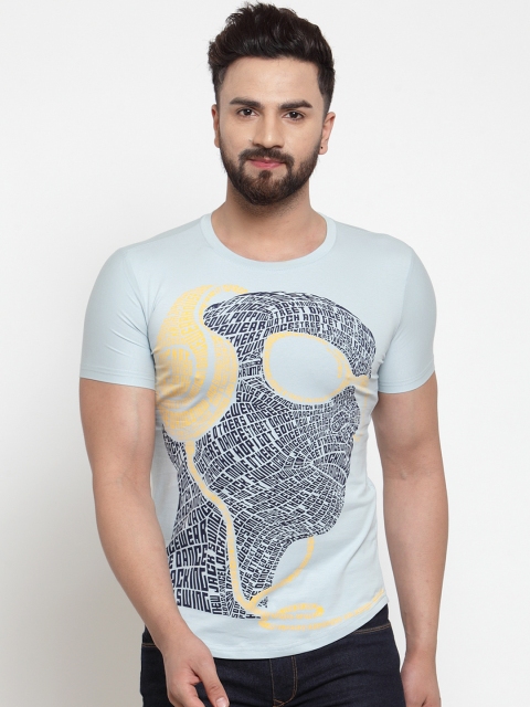 

Global Republic Men Blue Slim Fit Printed Round Neck T-shirt