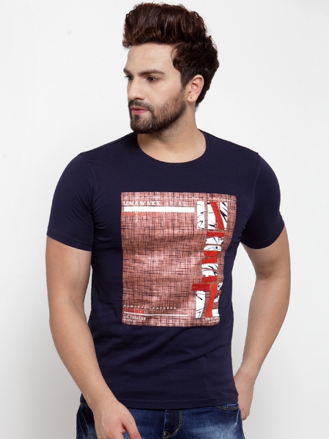 

Global Republic Men Navy Blue Printed Round Neck T-shirt
