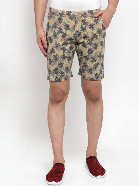 

Global Republic Men Beige Printed Slim Fit Linen Regular Shorts