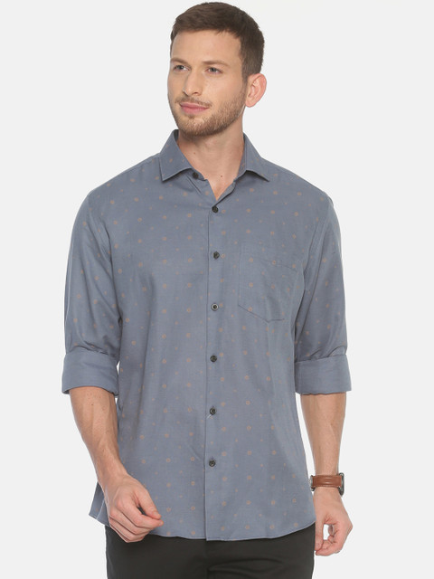 

Linen Club Men Grey Regular Fit Self Design Casual Linen Shirt