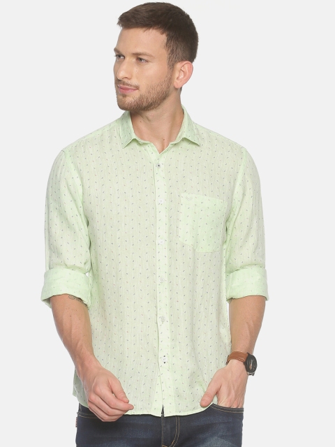 

Linen Club Men Green Regular Fit Printed Linen Casual Shirt