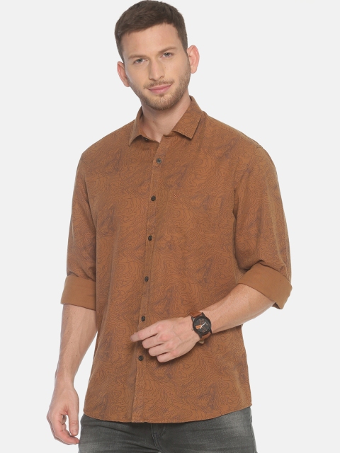 

Linen Club Men Brown Regular Fit Printed Linen Shirt