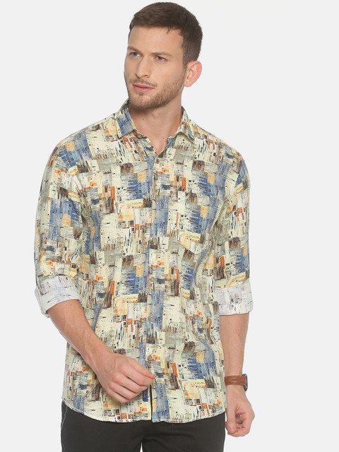 

Linen Club Men Multicoloured Regular Fit Printed Casual Linen Shirt, Multi