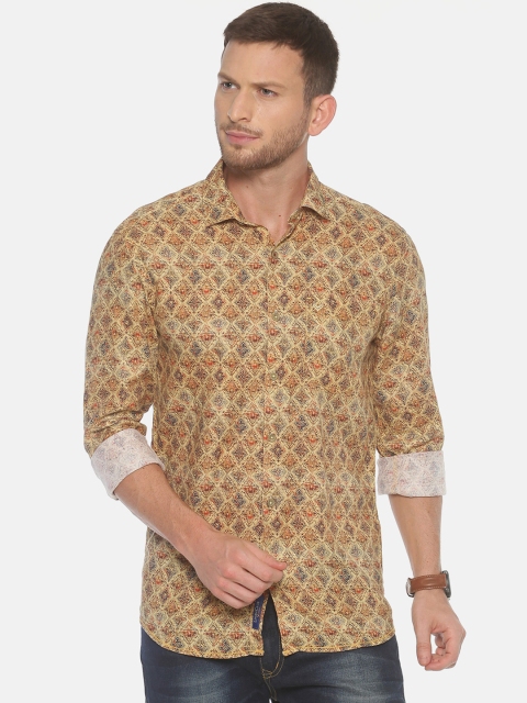 

Linen Club Men Brown Regular Fit Printed Casual Linen Shirt