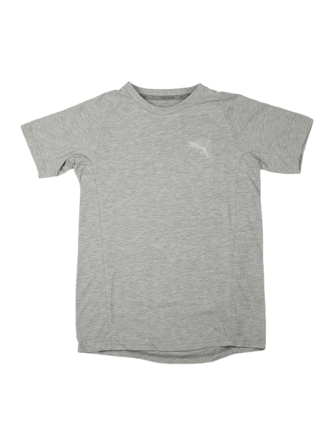 

Puma Boys Grey Melange Solid Evostripe Round Neck T-shirt