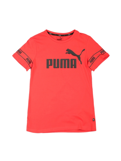 

Puma Boys Coral Red Printed Round Neck T-shirt