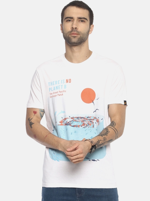 

Wolfpack Men White Printed Round Neck T-shirt