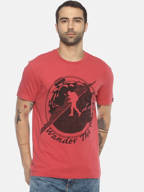 

Wolfpack Men Coral Printed Round Neck T-shirt