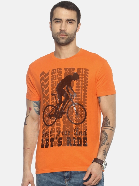 

Wolfpack Men Orange Printed Round Neck T-shirt