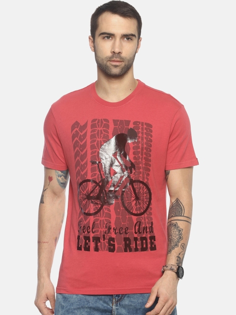 

Wolfpack Men Pink Printed Round Neck T-shirt