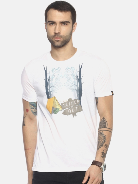 

Wolfpack Men White Printed Round Neck T-shirt