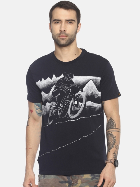 

Wolfpack Men Navy Blue Printed Round Neck T-shirt