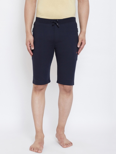 

Okane Men Navy Blue Solid Lounge Shorts