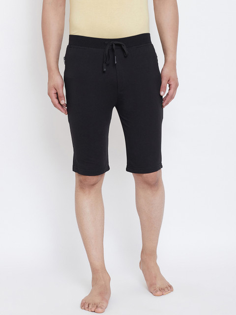 

Okane Men Black Solid Lounge Shorts