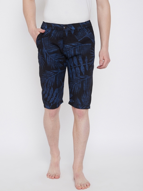 

Okane Men Black & Blue Printed Lounge Shorts