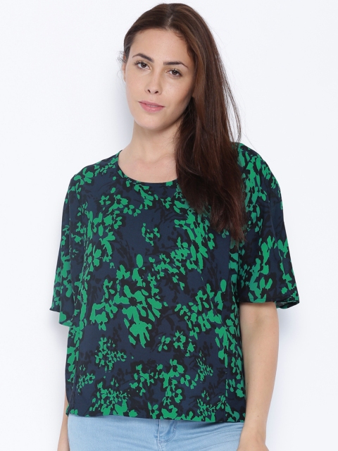 

Van Heusen Woman Navy & Green Printed Top, Navy blue
