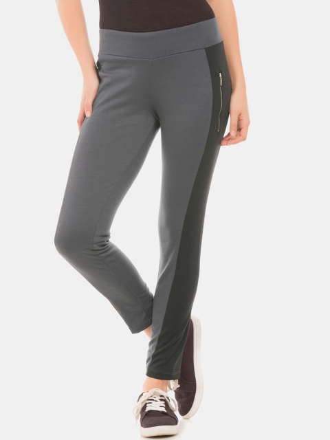

Sugr Women Grey & Black Colourblocked Track Pants