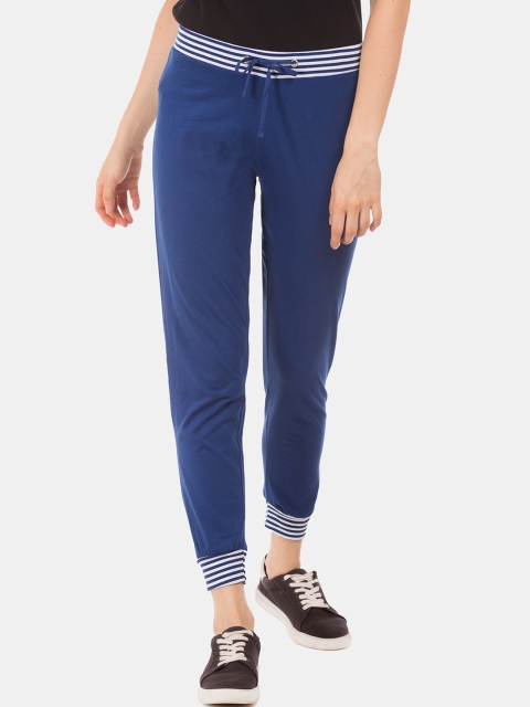 

Sugr Women Blue Striped Trim Joggers