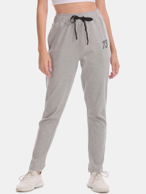 

Sugr Women Grey Solid Straight-Fit Heathered Track Pants