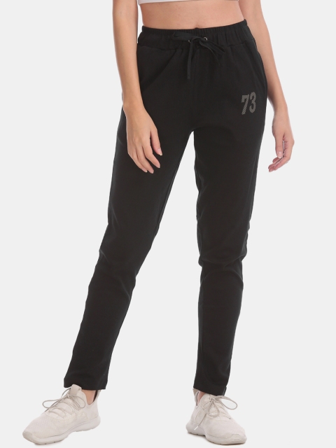 

Sugr Women Black Solid Straight-Fit Track Pants