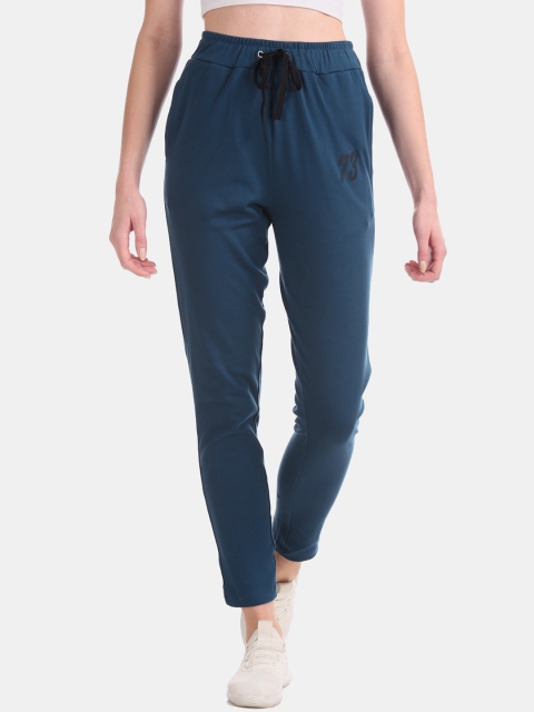 

Sugr Women Blue Solid Straight-Fit Track Pants